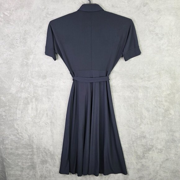 Womens Lauren Ralph Lauren Navy Blue Belted Shirt Dress Button Up Polyester XS - Picture 6 of 9